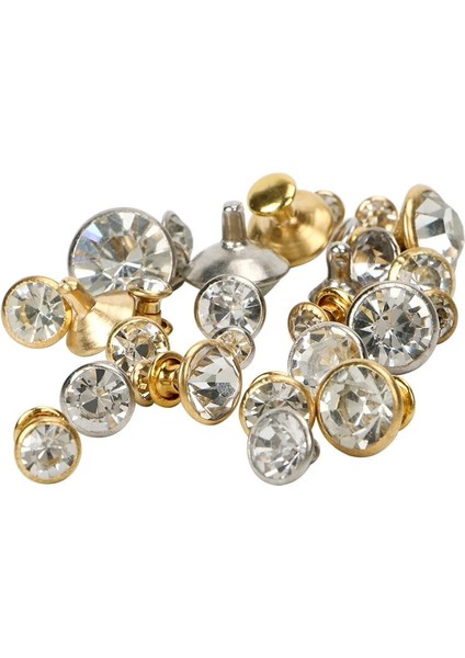 Altın 5mm Tarzı 50 Takım Kristal Rhinestone Trim Perçinler Diamante Çiviler Dıy Giyim Çanta Deri Dekoratif Tekir Sivri Cam Matkap Tırnak (Yurt Dışından)