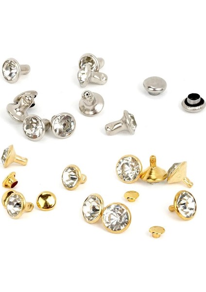 Altın 5mm Tarzı 50 Takım Kristal Rhinestone Trim Perçinler Diamante Çiviler Dıy Giyim Çanta Deri Dekoratif Tekir Sivri Cam Matkap Tırnak (Yurt Dışından)