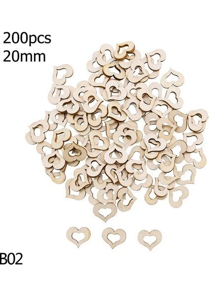 H02-2CM-200PCS Tarzı Bitmemiş Ahşap Yuvarlak Kalp Ahşap Etiket Doğal Ahşap Dilim El Yapımı Ahşap El Sanatları Dıy Ahşap Boyama Ev Asılı Dekorasyon Için (Yurt Dışından)
