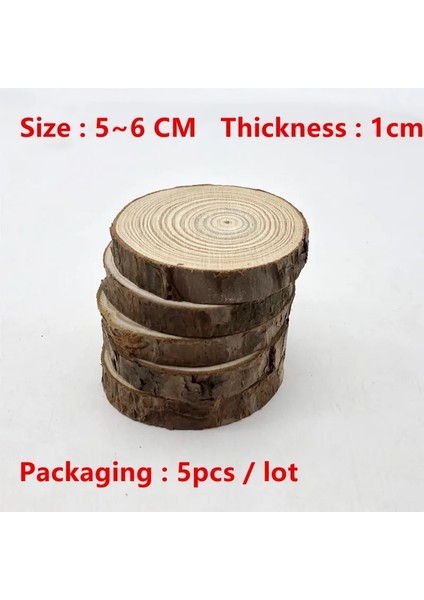 5-6cm Tarzı Çoklu Boyut Doğal Bitmemiş Yuvarlak Ahşap Dilimleri Daireler Dıy Craft Için Woode Düğün Doğum Günü Partisi Boyama Dekorasyon (Yurt Dışından)