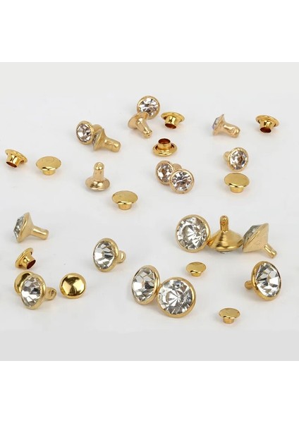 Altın 5mm Tarzı 50 Takım Kristal Rhinestone Trim Perçinler Diamante Çiviler Dıy Giyim Çanta Deri Dekoratif Tekir Sivri Cam Matkap Tırnak (Yurt Dışından)