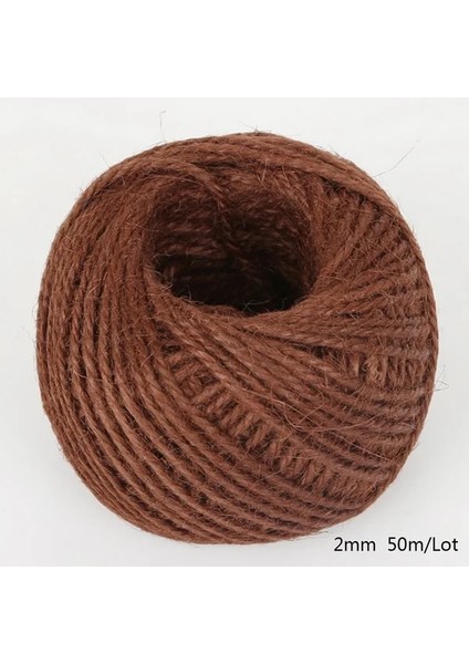 Koyu Kahverengi Tarzı Dıy Doğal Sisal Sicim 2mm Rustik Düğün Dekorasyon 50 Metre Jüt Sicim Ince Bükülmüş Jüt Halat Dize Kordon Noel (Yurt Dışından)