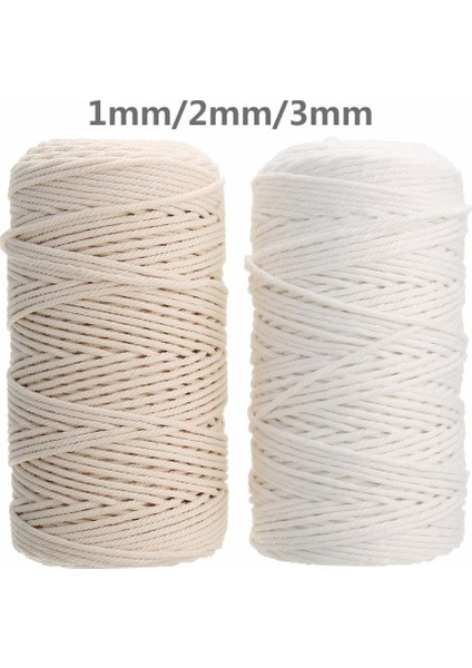 3mm x 100M Stili % Doğal Pamuk Makrome Kordon Bükülmüş Çap Uzunluğu Dıy Ev Tekstili El Sanatları Makrome Artisan Dize (Yurt Dışından) fiyatları