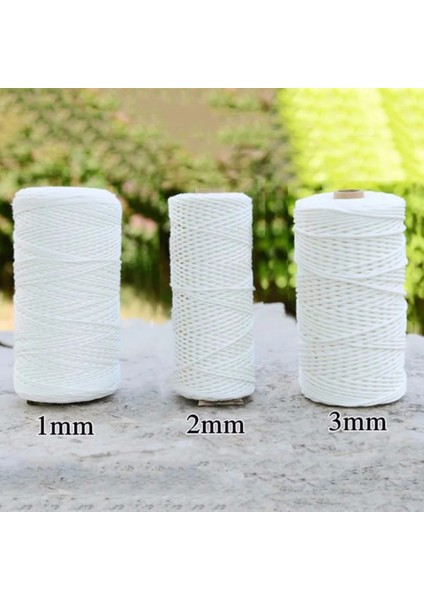 3mm x 100M Stili % Doğal Pamuk Makrome Kordon Bükülmüş Çap Uzunluğu Dıy Ev Tekstili El Sanatları Makrome Artisan Dize (Yurt Dışından) indirimleri