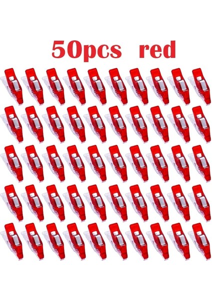 50 Adet Kırmızı Stil Lmdz Mini Dikiş Klipsleri, Körlük Klipsleri, Çok Amaçlı Klipsler Çok Renkli Mini Belge Kapitone Klipsleri (Yurt Dışından)