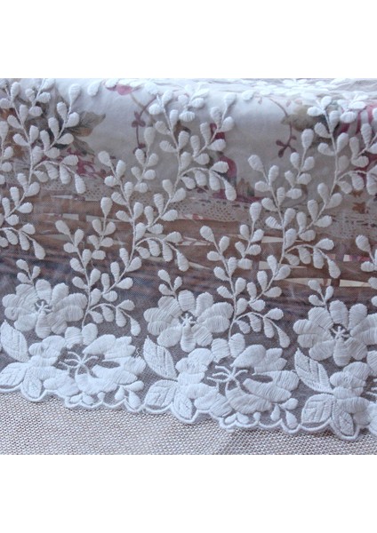 22CM Genişliğinde Stil 1 Yard Beyaz Dantel Kumaş Genişliği Pamuk Işlemeli Dikiş Malzemeleri Şerit Dantel Trim Elbise Dıy Konfeksiyon Perdeleri Aksesuarları (Yurt Dışından)