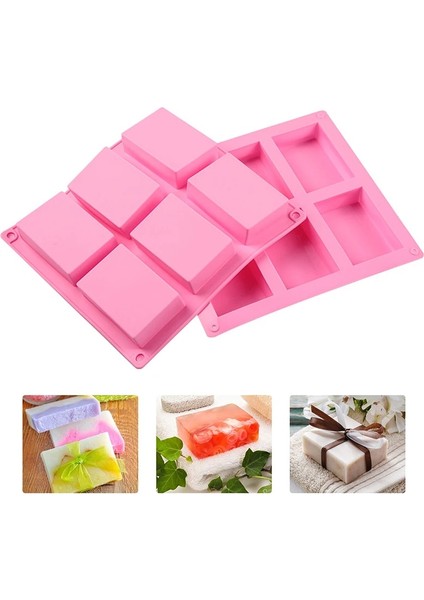 Pembe Tarzı Silikon Puding Şeker Kalıbı 6 Kavite Kare Silikon Kalıp Malzemeleri Zanaat Sabun Sabun Kalıp Dekorasyon El Yapımı Mum Kalıbı (Yurt Dışından)