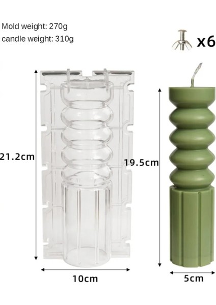 Bir Stil Dıy Geometrik Çizgili Klinder Akrilik Mum Kalıp Kabuk Aromatik Mum Yapımı Reçine Sabun Kalıp Hediyeler Zanaat Ev Dekor Malzemeleri (Yurt Dışından)