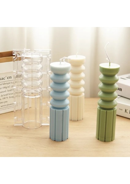 Bir Stil Dıy Geometrik Çizgili Klinder Akrilik Mum Kalıp Kabuk Aromatik Mum Yapımı Reçine Sabun Kalıp Hediyeler Zanaat Ev Dekor Malzemeleri (Yurt Dışından) fiyatları