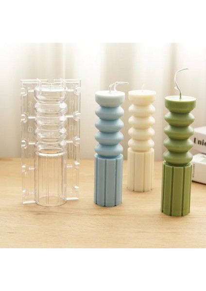 Bir Stil Dıy Geometrik Çizgili Klinder Akrilik Mum Kalıp Kabuk Aromatik Mum Yapımı Reçine Sabun Kalıp Hediyeler Zanaat Ev Dekor Malzemeleri (Yurt Dışından) fırsatları