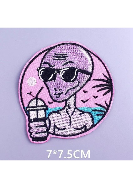 PE5406CT Stili Uzay Ufo Hastalar Yabancılar Yama Giyim Için Işlemeli Yamalar Parches Alien Çizgili Rozetler Giysiler Için Demir On Yamalar (Yurt Dışından) modelleri