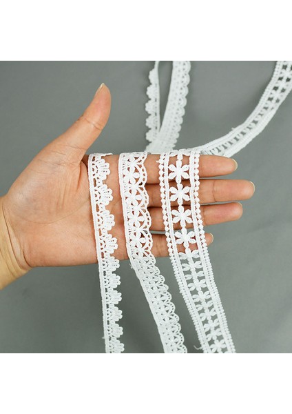 C02-GENIŞLIĞI 1.5cm Tarzı 5 Metre Beyaz Dantel Süt Ipek Suda Çözünür Nakış Dantel Şerit Trim Kumaş Dikiş Giyim Aksesuarları El Yapımı Dıy El Sanatları (Yurt Dışından)