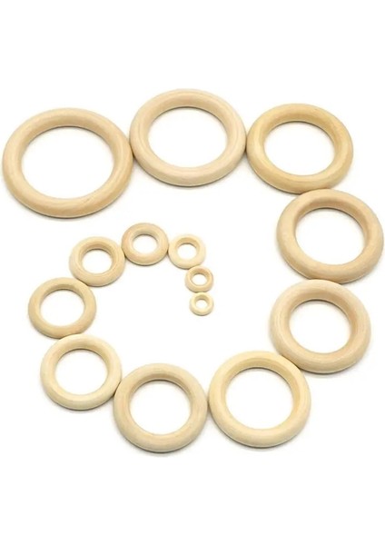 40MM-7MM 50 Adet Stil Ahşap Halka Daire Doğal Ahşap Dıy El Sanatları Dekorasyon Bebek Diş Kaşıyıcı Kemirgen Diş Çıkarma Halkası Montessori Oyuncak Süsler Aksesuarları (Yurt Dışından)