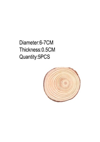 6-7cm 5 Adet Stil Kalın 1 Paket Doğal Çam Yuvarlak Bitmemiş Ahşap Dilimleri Ağaç Kabuğu ile Daireler Günlük Diskler Dıy El Sanatları Düğün Parti Boyama (Yurt Dışından)