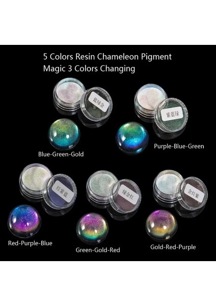 5 Renk Stili 5 Renkli Magic Reameleons Pigment Ayna Gökkuşağı Renklendirici Epoksi Reçine Boya 19QB (Yurt Dışından)