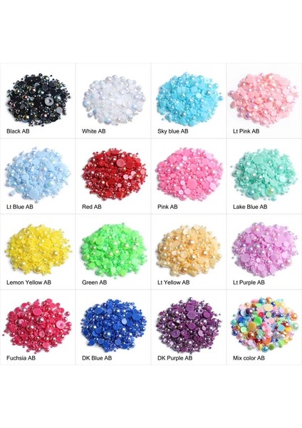 Gümüş Tarzı 15 Renk Karışım Boyutu Abs Plastik Inci Boncuklar Telefon Kılıfı Dıy Aksesuarları Için Yaklaşık 15GLOT Yarım Yuvarlak Flatback Inciler (Yurt Dışından)