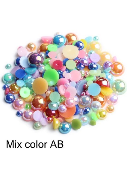 Gümüş Tarzı 15 Renk Karışım Boyutu Abs Plastik Inci Boncuklar Telefon Kılıfı Dıy Aksesuarları Için Yaklaşık 15GLOT Yarım Yuvarlak Flatback Inciler (Yurt Dışından)