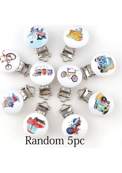 Antik Gümüş Tarzı 5 Adet Rastgele Stil Metal Ahşap Bebek Çocuk Emzik Tutucu Klip Sahipleri Sevimli Bebek Yuvarlak Meme Tokaları Sahipleri Aksesuarları (Yurt Dışından)