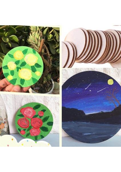 40MM 50 Adet Delik Stiline Sahip Adet Bitmemiş Yuvarlak Ahşap Dilimler, Dıy Ahşap Daire Diskler Düğün Noel Boyama Decortion Için Ahşap Dilim Disk (Yurt Dışından)