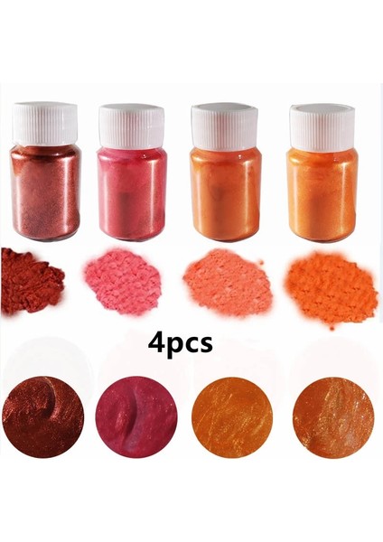 4 Adet-Kırmızı Tarzı 4 Colorsset Aurora Reçine Doğal Mika Tozu Epoksi Reçine Boya Inci Pigment Dıy Takı Yapımı Sabun Mum Yapımı Pigment Kiti (Yurt Dışından)