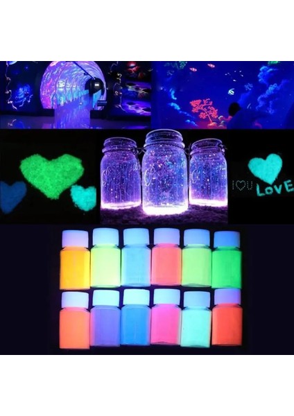Veya Stil 12 Renk Aydınlık Alay Kiti Karanlıkta Glow Toz Pigment Renklendirici Boya Floresan Reçine (Yurt Dışından) fiyatları