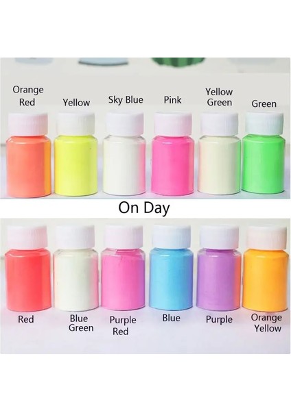 Veya Stil 12 Renk Aydınlık Alay Kiti Karanlıkta Glow Toz Pigment Renklendirici Boya Floresan Reçine (Yurt Dışından) fırsatları