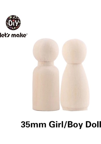 35 mm Erkek Kız Stili () Ahşap Peg Bebekler El Yapımı Dıy Ahşap Boş Ev Dekorasyonu Erkek Kız Bebek Bitmemiş Mini Ahşap Bebekler (Yurt Dışından)
