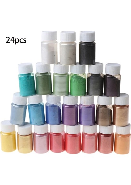 24 Renk Stili 20 Renk Mika Tozu Epoksi Reçine Boya Inci Pigment Doğal Mika Mineral Tozu El Yapımı Sabun Boyama Tozu (Yurt Dışından)