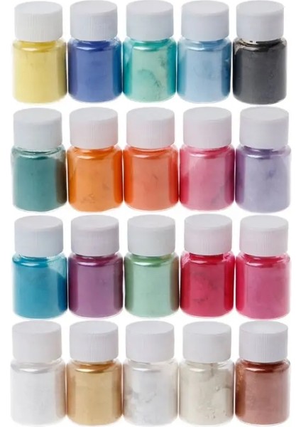 24 Renk Stili 20 Renk Mika Tozu Epoksi Reçine Boya Inci Pigment Doğal Mika Mineral Tozu El Yapımı Sabun Boyama Tozu (Yurt Dışından)