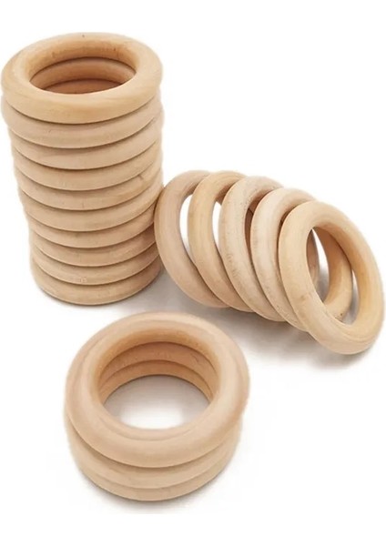 30 Adet 20MM Tarzı El Sanatları, Makrome El Sanatları, Yüzük Kolye ve Mücevher Yapımı Konnektörler Için Bitmemiş Ahşap Yüzükler ve Ahşap Boncuklar (Yurt Dışından)
