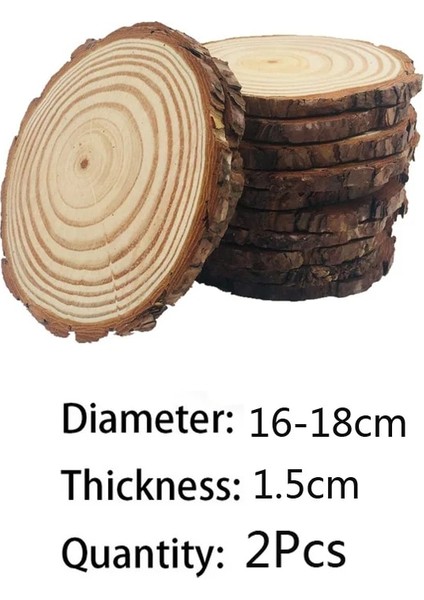 2 Adet 16-18CM Tarzı Sanat Dıy El Sanatları Noel Süsler Ev Masa Dekorasyon Için Ağaç Kabukları ile Doğal Bitmemiş Yuvarlak Ahşap Dilim (Yurt Dışından)