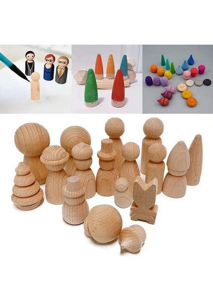 No.21 Tarzı Ahşap Peg Bebekler Mini Insanlar Bebekler El Yapımı Dıy Bitmemiş Doğal Ahşap Bebekler Pegdolls Boyasız Boş Çocuk Ev Dekorasyonu (Yurt Dışından)