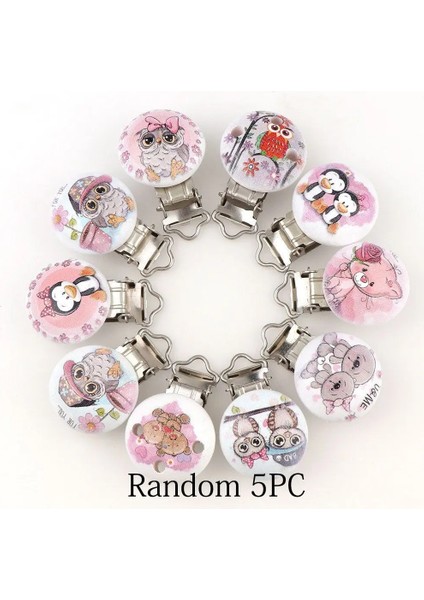 Donuk Stil 5 Adet Rastgele Stil Metal Ahşap Bebek Çocuk Emzik Tutucu Klip Sahipleri Sevimli Bebek Yuvarlak Meme Tokaları Sahipleri Aksesuarları (Yurt Dışından)