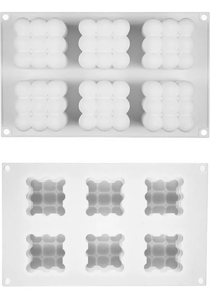 B712702 Stili 6 Kaviteler 3D Küp Pişirme Mus Kek Kalıbı Silikon Kare Kabarcık Tatlı Kalıpları Kek Tepsisi Bakeware Noel Mum Alçı Kalıp (Yurt Dışından) fırsatları