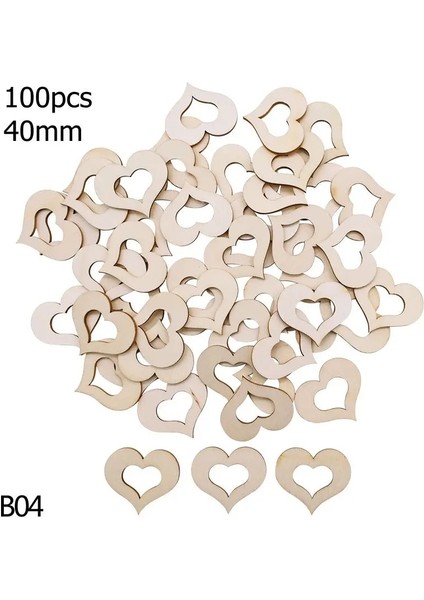 H04-4CM-100PCS Tarzı Bitmemiş Ahşap Yuvarlak Kalp Ahşap Etiket Doğal Ahşap Dilim El Yapımı Ahşap El Sanatları Dıy Ahşap Boyama Ev Asılı Dekorasyon Için (Yurt Dışından)