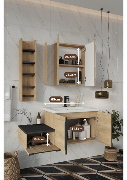 Banyo Zakkum 100 cm Banyo Dolabı ve Rafı