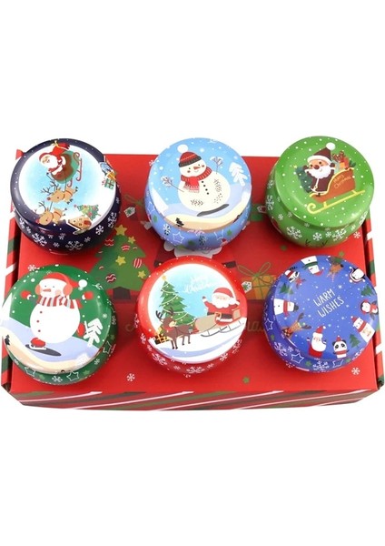 No.2 Tarzı Ristmas Metal Teneke Kavanoz Kahve Çay Baharat Şeker Takı Saklama Kutusu Mum Yapma Konteynerler Süsleme Kutuları 4.4 Oz (Yurt Dışından)