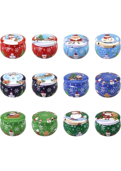 No.2 Tarzı Ristmas Metal Teneke Kavanoz Kahve Çay Baharat Şeker Takı Saklama Kutusu Mum Yapma Konteynerler Süsleme Kutuları 4.4 Oz (Yurt Dışından)