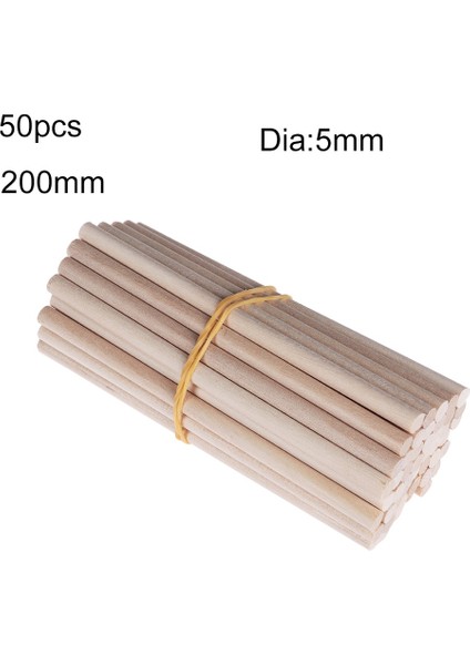 50PCR-200X5MM Stili E Yuvarlak Ahşap Çubuklar Sayma Çubukları Dıy El Sanatları Için Premium Ahşap Dübel Yapı Modeli Ağaç Işleme Eğitici Oyuncaklar (Yurt Dışından)