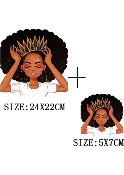 D-155BIGSKÜÇÜK Stil Güzellik Afrikalı Kız Yama Termal Etiket Giysi Üzerinde Isı Transferi Dıy T-Shirt Yamalar Giyim Moda Kız Demir On Patch (Yurt Dışından)
