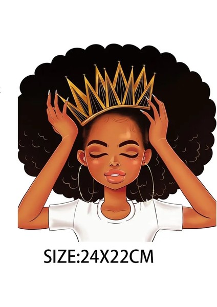 D-155BIGSKÜÇÜK Stil Güzellik Afrikalı Kız Yama Termal Etiket Giysi Üzerinde Isı Transferi Dıy T-Shirt Yamalar Giyim Moda Kız Demir On Patch (Yurt Dışından)