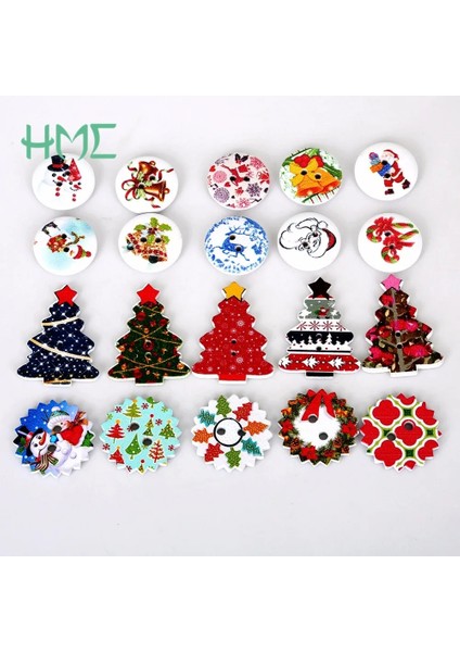 Chris Patten 24 mm Stili Rastgele Karışık 2 Delik Noel Dekoratif Düğmeleri Karışık Dikiş Ahşap Scrapbooking Düğmeleri Chris-Tree Şekli Yeni (Yurt Dışından)