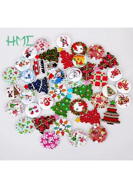 Chris Patten 24 mm Stili Rastgele Karışık 2 Delik Noel Dekoratif Düğmeleri Karışık Dikiş Ahşap Scrapbooking Düğmeleri Chris-Tree Şekli Yeni (Yurt Dışından)