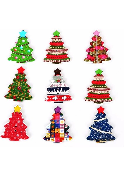 Chris Patten 24 mm Stili Rastgele Karışık 2 Delik Noel Dekoratif Düğmeleri Karışık Dikiş Ahşap Scrapbooking Düğmeleri Chris-Tree Şekli Yeni (Yurt Dışından)