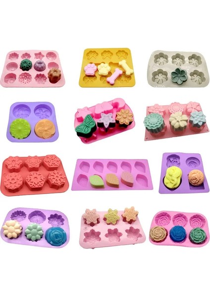 B-5rastgele Renk Stili 3D Sabun Kalıp Dıy El Yapımı Sabun Yapma Aracı Yaratıcı Mum Kalıp Pratik Kek Aracı Yapışmaz Kolay Kalıptan Çıkarma ve Taşınabilir (Yurt Dışından)