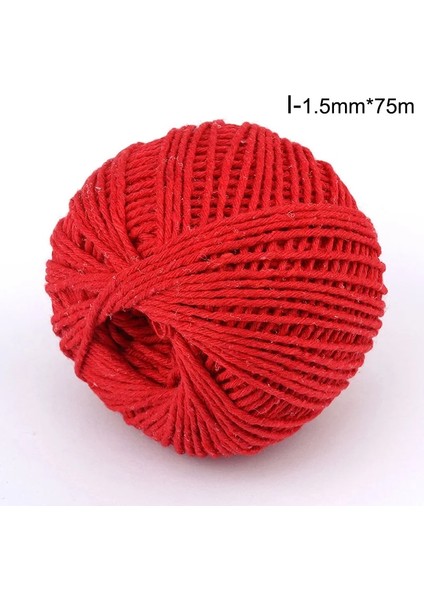 Ben Stil Dıy El Yapımı Pamuk Ipliği 1 Rulo 75 Metre Yüksek Li Halat Kırmızı Beyaz Kart Asılı Halat Hediyeler Ambalaj Sicim Dize Kordon (Yurt Dışından)