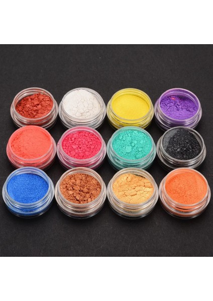 12 Colorsset Mika Pigment Tozu Mika Tozu Epoksi Reçine Boya Sabun Yapımı Için Inci Pigment Kozmetik Reçine Makyaj (Yurt Dışından)