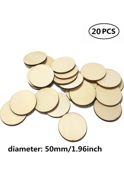 20 Adet 5cm 1.96 Inç Tarzı Bitmemiş Ahşap Yuvarlak Daireler Yüzük El Sanatları Kartı Scrapbooking Dıy Süsleme Sanatları Dekoratif El Sanatları Yapımı (Yurt Dışından)