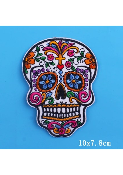 PE5815CT Stili Kafatası Demir On Işlemeli Yamalar Giyim Için Termoadhesive Yamalar Hippi Yama Biker Punk Çizgili Kumaş Rozeti Kafatası Yama (Yurt Dışından) modelleri