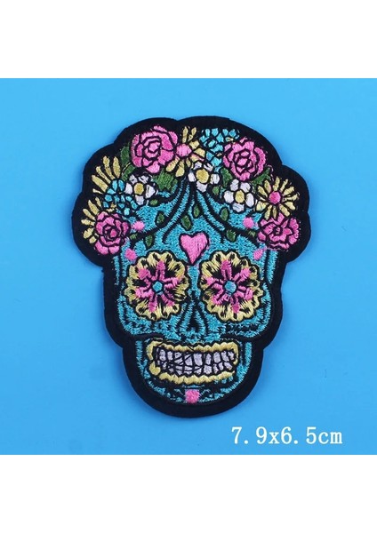 PE5815CT Stili Kafatası Demir On Işlemeli Yamalar Giyim Için Termoadhesive Yamalar Hippi Yama Biker Punk Çizgili Kumaş Rozeti Kafatası Yama (Yurt Dışından) fırsatları